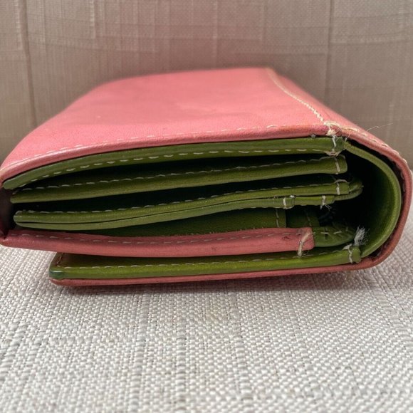 Kate Spade Women Wallet Pink/Green Leather Clutch Wrislet Card holder Purse - Picture 6 of 12